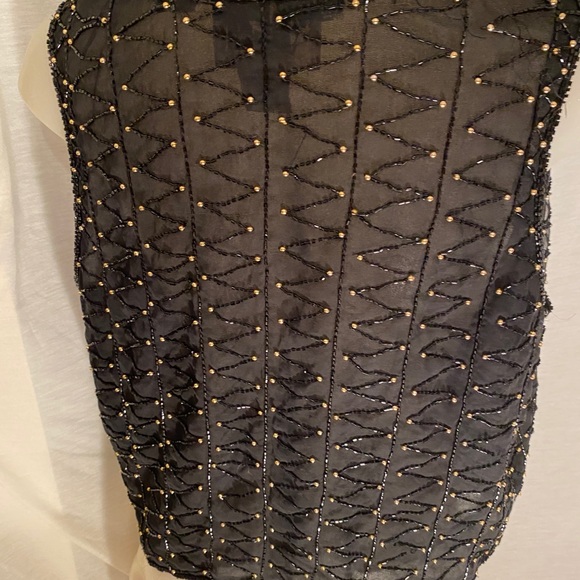 Vintage Cotton Zone 100% Silk Studs Sequins Vest M - Picture 3 of 6